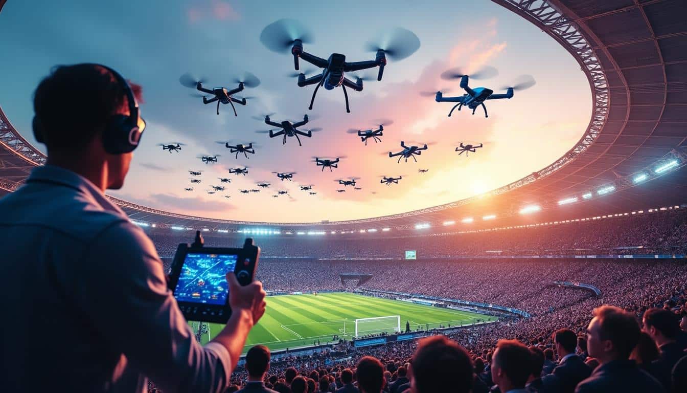 découvrez comment la réglementation drone pro encadre le vol en essaim pour assurer la sécurité et la qualité des spectacles aériens.
