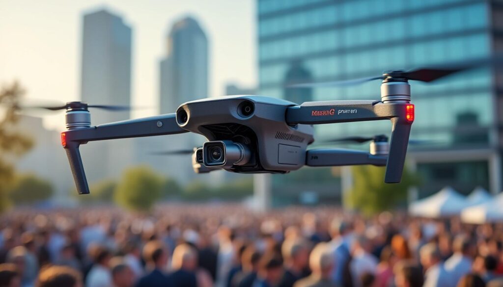 découvrez le drone professionnel équipé de haut-parleurs intégrés, capable de diffuser des messages sonores avec une qualité exceptionnelle pour diverses applications.