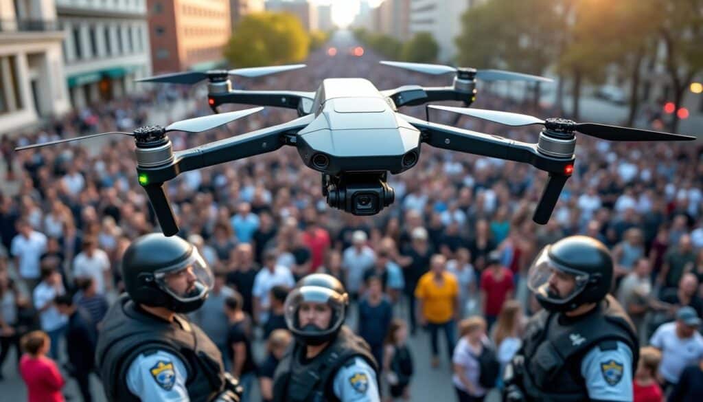 découvrez comment le drone professionnel révolutionne la gestion des foules en assistent efficacement les forces de l'ordre lors d'événements publics et manifestations.