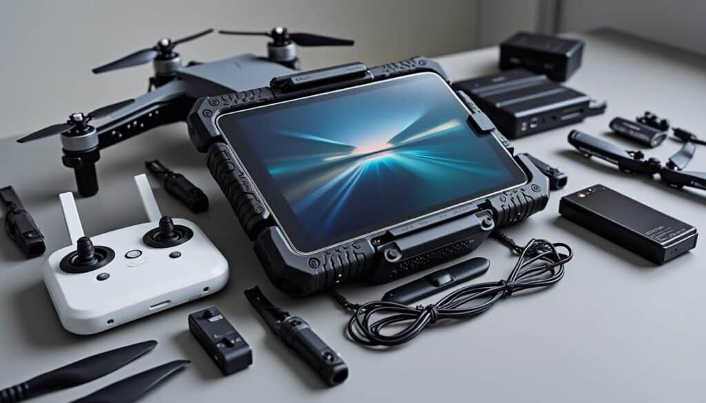 découvrez le support de tablette robuste conçu pour maintenir solidement vos accessoires drone pro, garantissant stabilité et sécurité lors de vos vols.